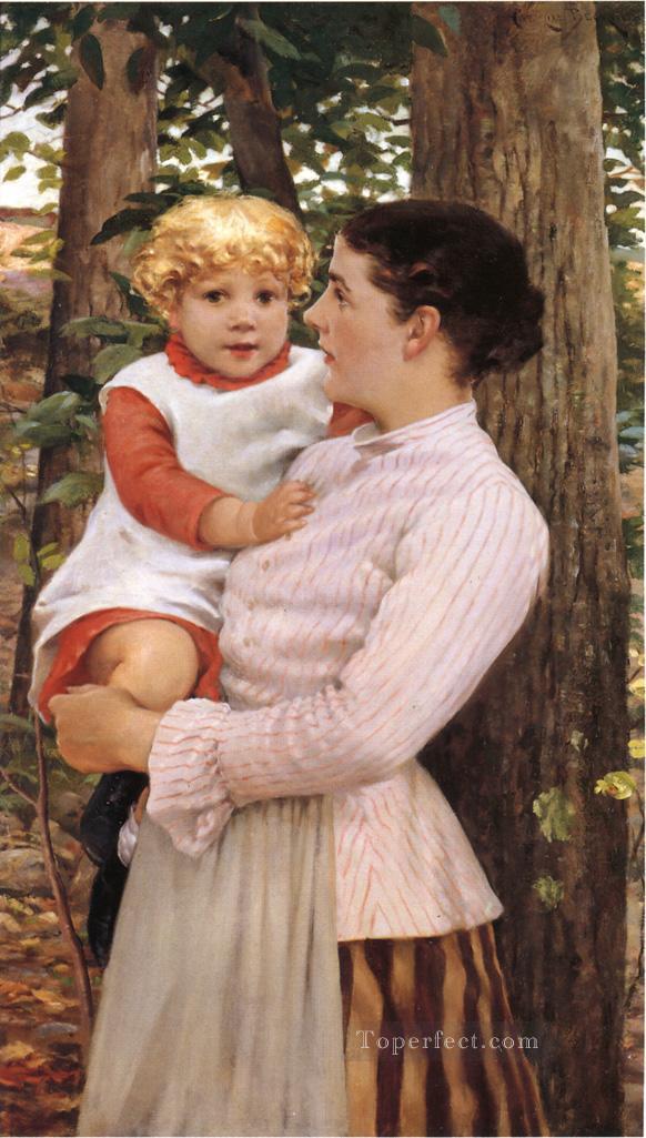 Mother and Child impressionist James Carroll Beckwith Oil Paintings